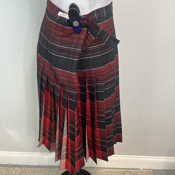 Pendleton Skirt sz 12 Black Red Plaid Wool Pleated Knee Career Suit Professional - Picture 10 of 12